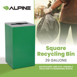 Alpine Industries 29 Gallon Trash/Recycling Cans, Steel, Green Can with Mixed Lid (ALH4450KITGRNM) Each