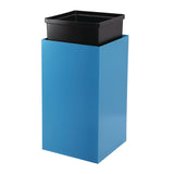 Alpine Industries 29 Gallon Trash/Recycling Cans, Steel, Blue Can with Square Lid (ALH4450KITBLUS) Each