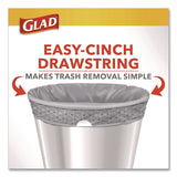 Glad® Medium Drawstring Trash Bags with Clorox, 8 gal, Lemon Fresh Bleach Scent, 0.74 mil, 23" x 21.63", Gray, 26/Box (CLO79316) Box of 26