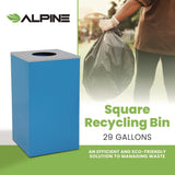 Alpine Industries 29 Gallon Trash/Recycling Cans, Steel, Blue Can with Circle Lid (ALH4450KITBLUC) Each