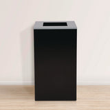 Alpine Industries 29 Gallon Trash/Recycling Cans, Steel, Black Can with Square Lid (ALH4450KITBLKS) Each