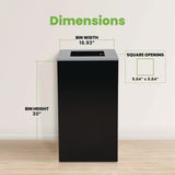 Alpine Industries 29 Gallon Trash/Recycling Cans, Steel, Black Can with Square Lid (ALH4450KITBLKS) Each