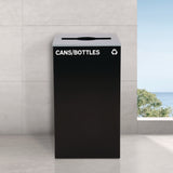 Alpine Industries 29 Gallon Trash/Recycling Cans, Steel, Black Cans/Bottles Recycling Can with Mixed Lid (ALH4450KITBLKMC) Each