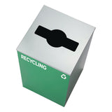 Alpine Industries 29 Gallon Trash/Recycling Cans, Steel, Blue Recycling Can and Black Trash Can w/Sq Lid, Green Recycling Can with Mixed Lid (ALH4450BLKKIT21) Each