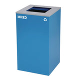 Alpine Industries 29 Gallon Trash/Recycling Cans, Steel, Blue Mixed Recycling and Black Trash Cans w/Square Lids, Green Compost Can w/Mixed Lid (ALH4450BLKKIT24) Each