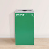 Alpine Industries 29 Gallon Trash/Recycling Cans, Steel, Blue Cans/Bottles Recycling w/Circle Lid, Green Compost w/Mixed Lid, BK Trash w/Sq Lid (ALH4450BLKKIT38) Each