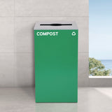 Alpine Industries 29 Gallon Trash/Recycling Cans, Steel, Blue Cans/Bottles Recycling w/Circle Lid, Green Compost w/Mixed Lid, BK Trash w/Sq Lid (ALH4450BLKKIT38) Each