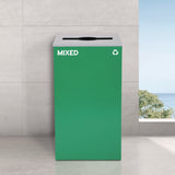 Alpine Industries 29 Gallon Trash/Recycling Cans, Steel, Blue Recycling and Green Mixed Recycling Can w/Mixed Lids, Black Trash Can w/Sq Lid (ALH4450BLKKIT31) Each