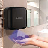 Alpine Industries Hemlock Commercial Automatic 120V Hand Dryer, 6.69 x 11.41 x 12.31, Stainless Steel, Black (ALHALP40010BLA) Each