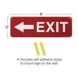 Excello Global Products® Emergency Exit Indoor/Outdoor Wall Sign, 9 x 3, Red Face, White Graphics, 2/Pack (EXOEGPHD0257S) Pack of 2