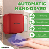 Alpine Industries Hemlock Commercial Automatic 120V Hand Dryer, 6.68 x 11.41 x 12.31, Stainless Steel, Red (ALHALP40010RED) Each