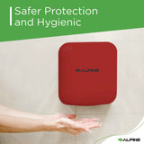 Alpine Industries Hemlock Commercial Automatic 120V Hand Dryer, 6.68 x 11.41 x 12.31, Stainless Steel, Red (ALHALP40010RED) Each