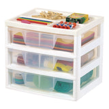 IRIS 3-Drawer Desktop Storage, Plastic, 14.6 x 12.31 x 12.75, White/Clear (IRS301161) Each