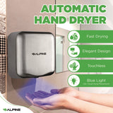 Alpine Industries Hemlock Commercial 220V Automatic Hand Dryer, 6.68 x 11.41 x 12.31, Stainless Steel, Silver (ALHALP40020SSB) Each