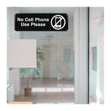 Excello Global Products® No Cell Phone Use Please Indoor/Outdoor Wall Sign, 9 x 3, Black Face, White Graphics, 3/Pack (EXOEGPHD0266S) Pack of 3