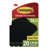 Command™ Picture Hanging Strips, Large, Removable, Holds up to 16 lbs per 4 Pairs, 20 Strip Pairs/Pack (MMM17206BLK20NA) Pack of 20