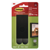 Command™ Picture Hanging Strips, X-Large, Removable, Holds up to 20 lbs per 4 Strips, Black, 4 Strip Pairs (MMM17217BLKES) Each