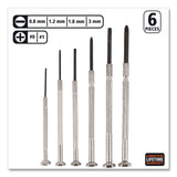 Great Neck® Precision Screwdriver Set, Six-Piece, Phillips/Slotted, Assorted Lengths, Polished Steel Handles (GNSGP6C) Each