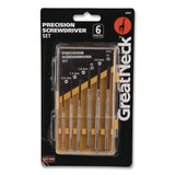 Great Neck® Precision Screwdriver Set, Six-Piece, Phillips/Slotted, Assorted Lengths, Polished Steel Handles (GNSGP6C) Each