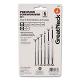Great Neck® Precision Screwdriver Set, Six-Piece, Phillips/Slotted, Assorted Lengths, Polished Steel Handles (GNSGP6C) Each
