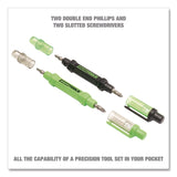 OEMTOOLS® 6-Way Pen-Style Screw/Nut Driver, Phillips/Slotted Bits, Metric Sockets, 5.38" Long, Black/Green, Green/Clear, 4/Pack (GNS22537) Pack of 4