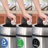 Alpine Industries 17 Gallon Stainless Steel Indoor Recycling, Trash and Compost Bins with Swivel Lid (ALH47065L1RTCO) Each