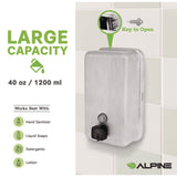 Alpine Industries Vertical Manual Surface-Mounted Stainless Steel Liquid Soap Dispenser, 40 oz, 2.8 x 4.8 x 8.1, Brushed Stainless Steel (ALHALP423SSB) Each