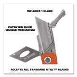 Great Neck® Quick Change Lock Back Utility Knife, 3.5" Aluminum Handle, Orange (GNS74201) Each