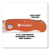 Great Neck® Quick Change Lock Back Utility Knife, 3.5" Aluminum Handle, Orange (GNS74201) Each