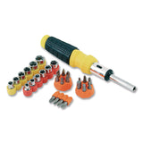 Great Neck® Ratcheting Screw/Nut Driver Set, 34-Piece, Hex/Phillips/Slotted/Star Bits, Metric/SAE Sockets, 8" Long, Yellow/Black Handle (GNS92018) Each