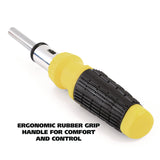 Great Neck® Ratcheting Screw/Nut Driver Set, 34-Piece, Hex/Phillips/Slotted/Star Bits, Metric/SAE Sockets, 8" Long, Yellow/Black Handle (GNS92018) Each