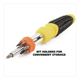 Great Neck® Ratcheting Screw/Nut Driver Set, 34-Piece, Hex/Phillips/Slotted/Star Bits, Metric/SAE Sockets, 8" Long, Yellow/Black Handle (GNS92018) Each