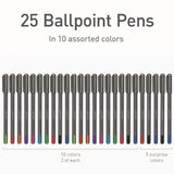 TOPS™ PENTONIC Medium Point Ballpoint Pen, 1 mm, Assorted Ink Colors, Charcoal Gray Barrel, 25/Pack (PNT12127) Pack of 25