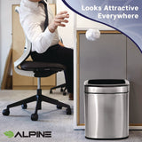 Alpine Industries Stainless Steel Rectangular Liner Open Top Trash Can, 2.6 gal, Brushed Stainless Steel (ALHALP47010L) Each