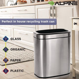Alpine Industries Stainless Steel Rectangular Liner Open Top Trash Can, 5.3 gal, Brushed Stainless Steel (ALHALP47020L) Each