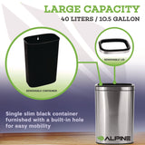 Alpine Industries Stainless Steel Rectangular Liner Open Top Trash Can, 10.5 gal, Brushed Stainless Steel (ALHALP47040L) Each