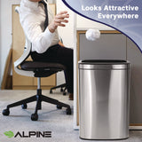 Alpine Industries Stainless Steel Rectangular Liner Open Top Trash Can, 10.5 gal, Brushed Stainless Steel (ALHALP47040L) Each