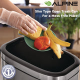 Alpine Industries Stainless Steel Rectangular Liner Open Top Trash Can, 10.5 gal, Brushed Stainless Steel (ALHALP47040L) Each