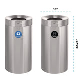 Alpine Industries 27 Gallon Stainless Steel Recycling Can and Trash Receptacle, Brushed Stainless Steel (ALHALP47527RT) Each