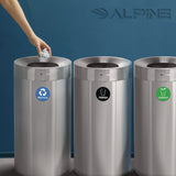 Alpine Industries 27 Gallon Stainless Steel Compost Bin, Recycling Can and Trash Receptacle, Brushed Stainless Steel (ALHALP47527RTCO) Each