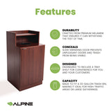Alpine Industries 32 Gallon Wooden Enclosed Waste Receptacle with Drop Hole, Mahogany (ALHALP476DHMA) Each