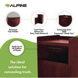 Alpine Industries 40 Gal Commercial Tray Top Waste Enclosure Trash Receptacle, 40 gal, Wood, Mahogany (ALHALP476MA) Each
