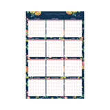 Blue Sky® Day Designer Peyton Laminated Erasable Wall Calendar, Floral Artwork, 36 x 24, White/Navy Sheets, 12-Month (Jan to Dec): 2026 (BLS103632) Each