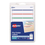 Avery Removable Filing Labels for Inkjet/Laser, 2/3 x 3-7/16, Assorted, 252/Pack (AVE5235) Pack of 252