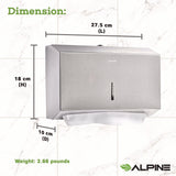 Alpine Industries Horizontal C-Fold/Multi-Fold Paper Towel Dispenser, 7.08 x 3.93 x 10.82, Brushed Nickel (ALHALP481S) Each