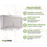 Alpine Industries Horizontal C-Fold/Multi-Fold Paper Towel Dispenser, 7.08 x 3.93 x 10.82, Brushed Nickel (ALHALP481S) Each