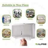 Alpine Industries Horizontal C-Fold/Multi-Fold Paper Towel Dispenser, 7.08 x 3.93 x 10.82, Brushed Nickel (ALHALP481S) Each