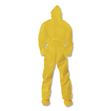 KleenGuard™ A70 Chemical Spray Protection Coveralls, Elastic Wrists, Ankles, Hood and Boots, Large, Yellow, 12/Carton (ANS00683) Case of 12