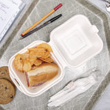 SOLO® Bare Eco-Forward Bagasse Hinged Lid Containers, 5.8 x 6.1 x 3.2, Ivory, Sugarcane, 400/Carton (SCCHC6SC) Case of 4