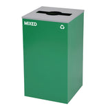 Alpine Industries 29 Gallon Trash/Recycling Cans, Steel, Green Mixed Recycling Can with Mixed Lid (ALH4450KITGRNMM) Each